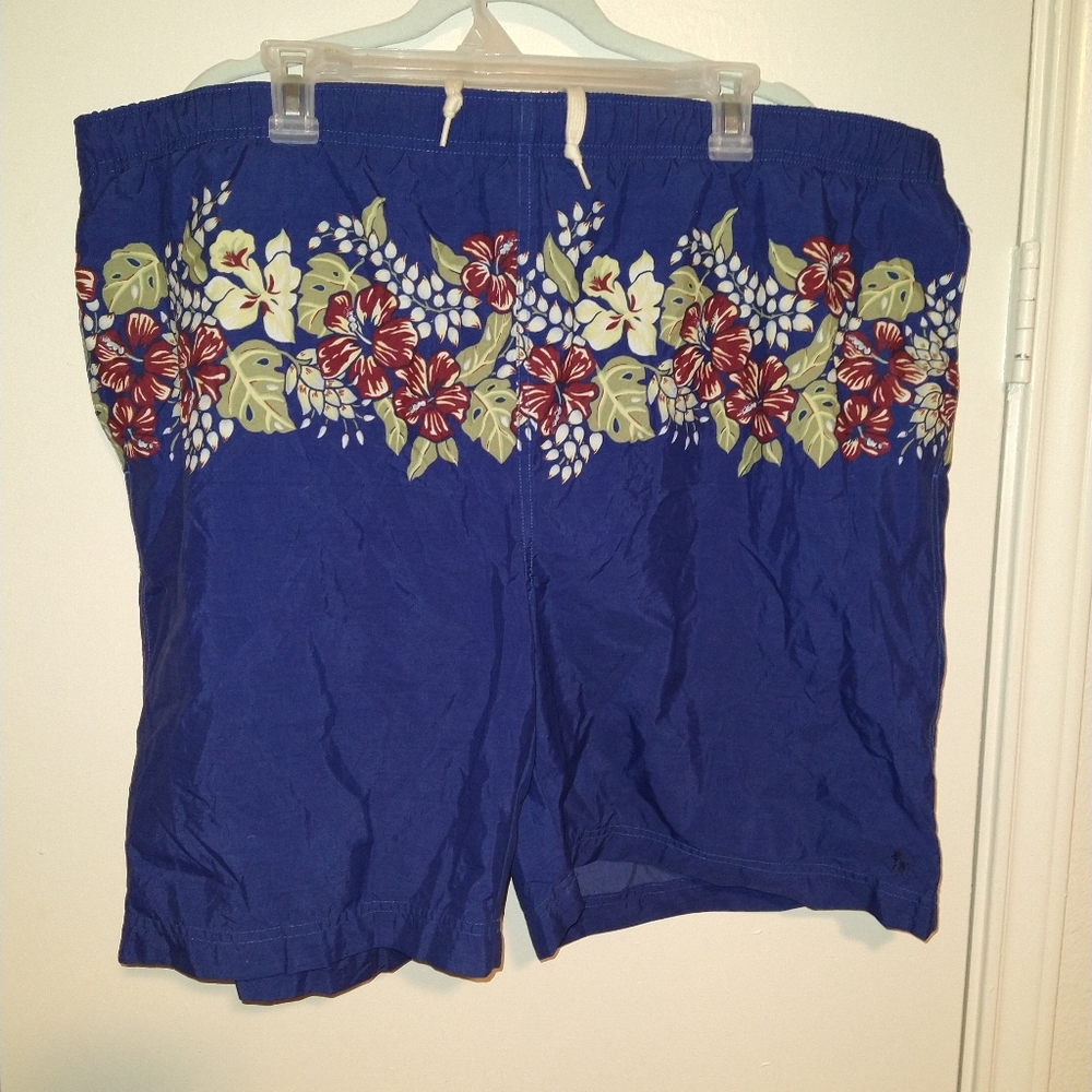 Polo Ralph Lauren Floral Mesh Lined Nylon Swim Shorts Trunks Men's sz XL.